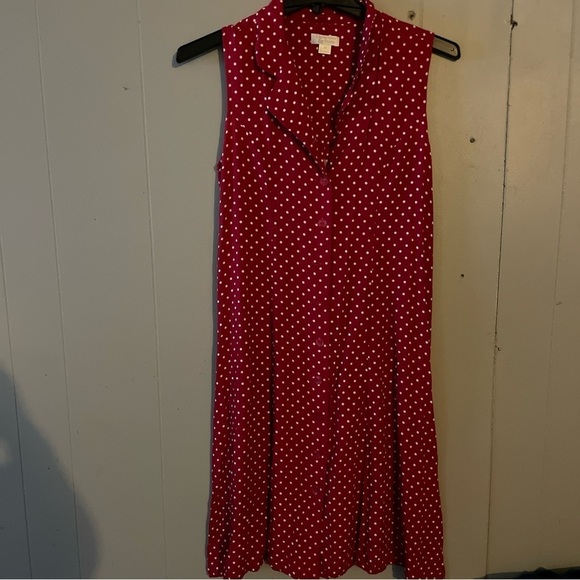Christopher & Banks Red Polka Dot Midi Dress - Picture 1 of 3
